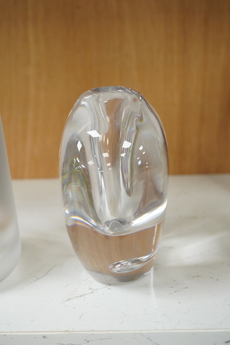 A Göran Wärff (1933-2022), for Kosta Royal art collection frosted bottle vase and a Scandinavian glass vase, largest 31cm high